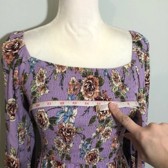 NWOT Xhilaration Lilac Purple Floral Smocked Dress - Picture 8 of 15